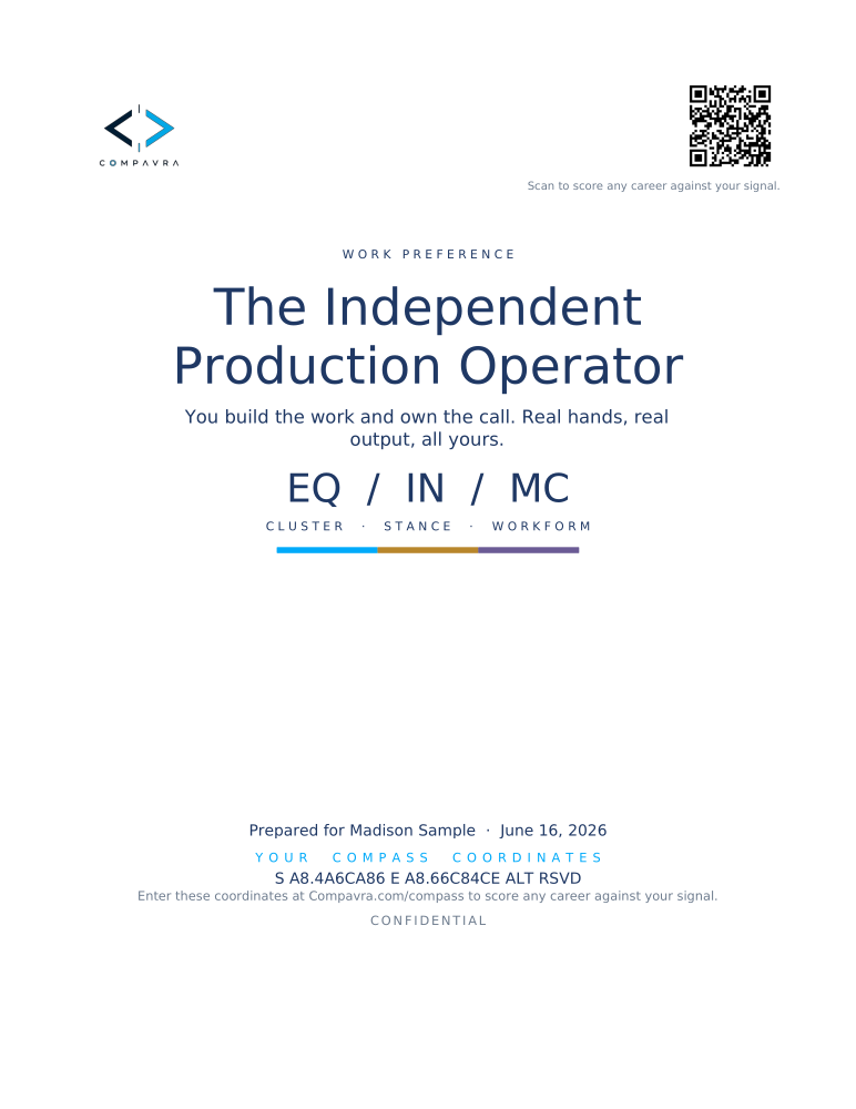 Work Preference sample report cover
