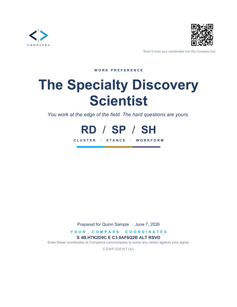 Preference sample report cover: The Specialty Discovery Scientist